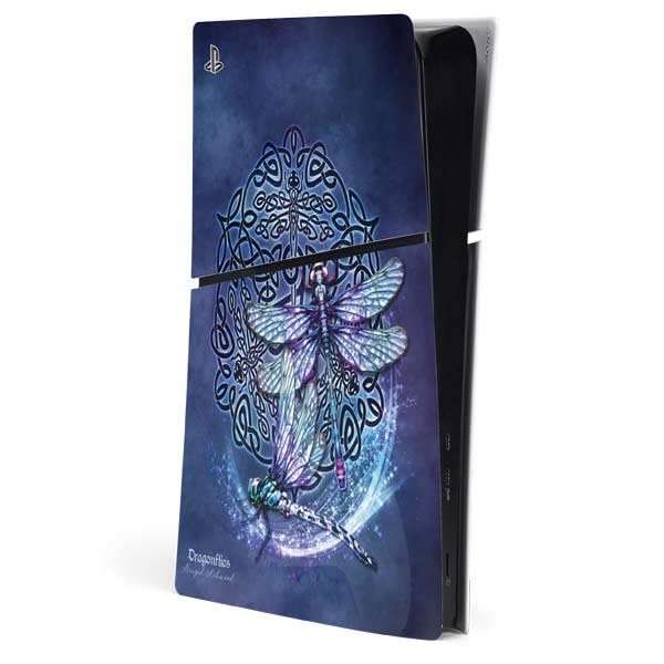 Skinit Decal Gaming Skin Compatible with PS5 Slim Digital Edition Console - Officially Licensed Dragonfly Celtic Knot by Brigid Ashwood Design