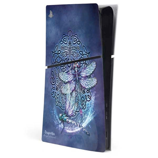 Skinit Decal Gaming Skin Compatible with PS5 Slim Digital Edition Console - Officially Licensed Dragonfly Celtic Knot by Brigid Ashwood Design