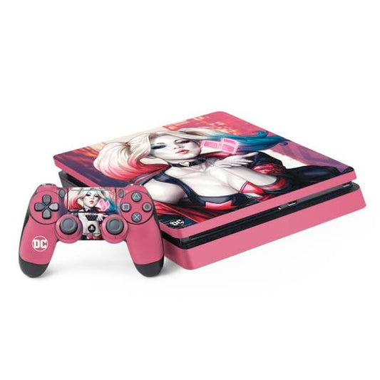 Skinit Decal Gaming Skin Compatible with PS4 Slim Bundle - Officially Licensed DC Comics Harley Quinn Rebirth Cover #1 Legacy Color Variant Art by Art Germ Design