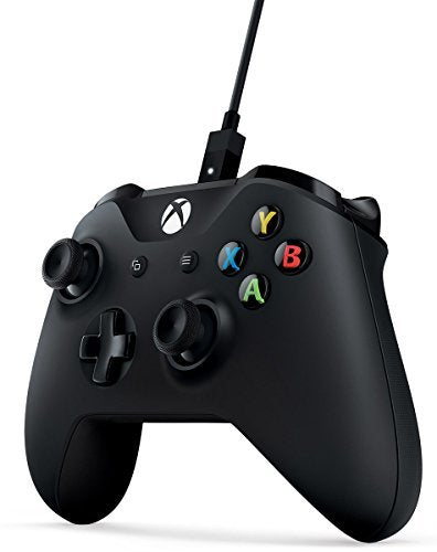 Xbox Wireless Controller with Cable for Windows, Model 4N6-00001, Black, Plastic Material