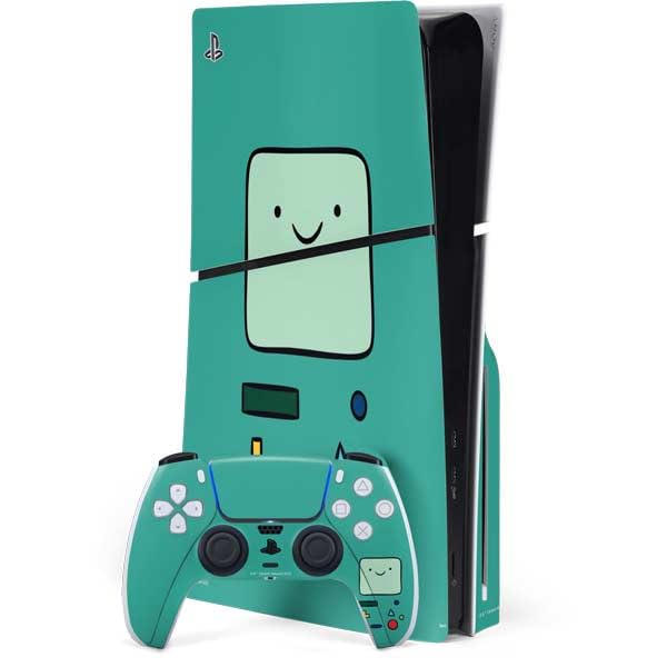 Skinit Decal Gaming Skin Compatible with PS5 Slim Disk Bundle - Officially Licensed Adult Swim Adventure Time BMO Design