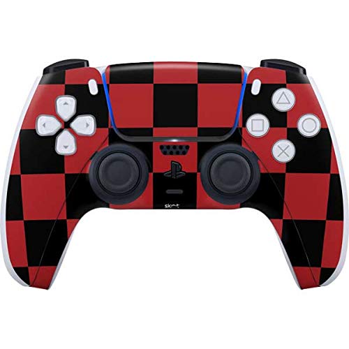 Skinit Decal Gaming Skin Compatible with PS5 Controller - Red and Black Checkerboard Design