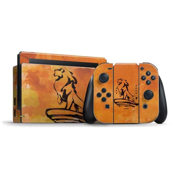 Skinit Decal Gaming Skin Compatible with Nintendo Switch Bundle - Officially Licensed Disney The Lion King Mufasa Water Color Art Design