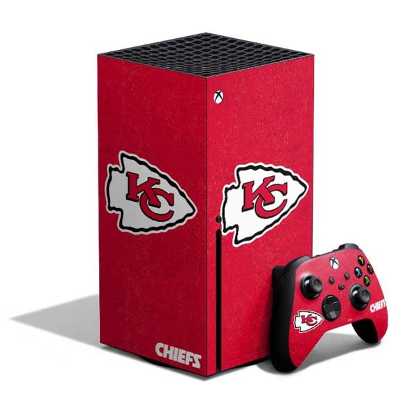 Skinit Decal Gaming Skin Compatible with Xbox Series X Bundle - Officially Licensed NFL Kansas City leaders Distressed Design