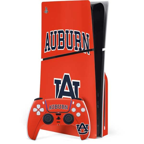 Skinit Decal Gaming Skin Compatible with PS5 Slim Disk Bundle - Officially Licensed Auburn University AU Orange Design