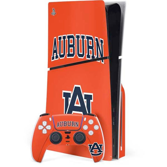 Skinit Decal Gaming Skin Compatible with PS5 Slim Disk Bundle - Officially Licensed Auburn University AU Orange Design