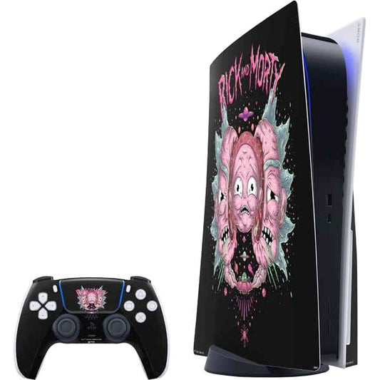 Skinit Decal Gaming Skin Compatible with PS5 Bundle - Officially Licensed Adult Swim Rick and Morty Split Head Rick Design