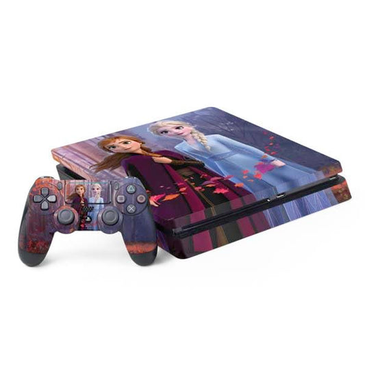 Skinit Decal Gaming Skin Compatible with PS4 Slim Bundle - Officially Licensed Disney Frozen II Anna and Elsa Design