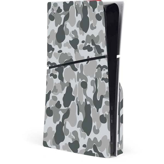 Skinit Decal Gaming Skin Compatible with PS5 Slim Disk Console - Grey Street Camo Design
