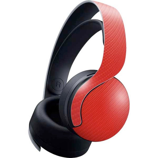 Skinit Decal Gaming Skin Compatible with Pulse 3D Wireless Headset for PS5 - Red Carbon Fiber Specialty Texture Material Design