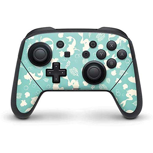 Skinit Decal Gaming Skin Compatible with Nintendo Switch Pro Controller - Officially Licensed Disney The Little Mermaid Character Silhouette Pattern Design