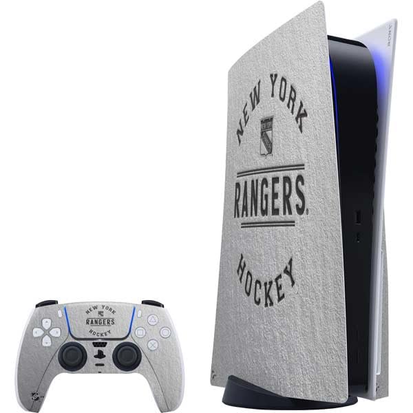 Skinit Decal Gaming Skin Compatible with PS5 Bundle - Officially Licensed NHL New York Rangers Black Text Design