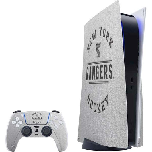 Skinit Decal Gaming Skin Compatible with PS5 Bundle - Officially Licensed NHL New York Rangers Black Text Design