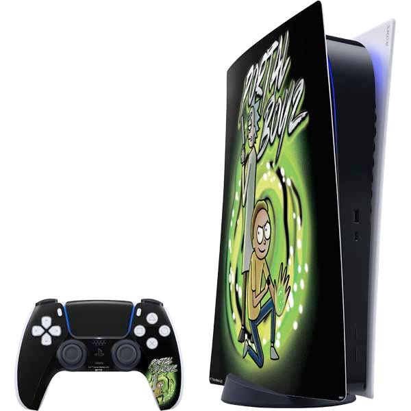 Skinit Decal Gaming Skin Compatible with PS5 Digital Edition Bundle - Officially Licensed Adult Swim Rick and Morty Portal Boyz Design