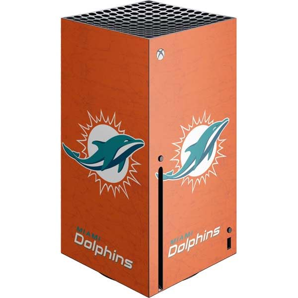 Skinit Decal Gaming Skin Compatible with Xbox Series X Console - Officially Licensed NFL Miami Dolphins Distressed- Orange Design