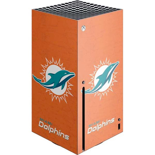 Skinit Decal Gaming Skin Compatible with Xbox Series X Console - Officially Licensed NFL Miami Dolphins Distressed- Orange Design