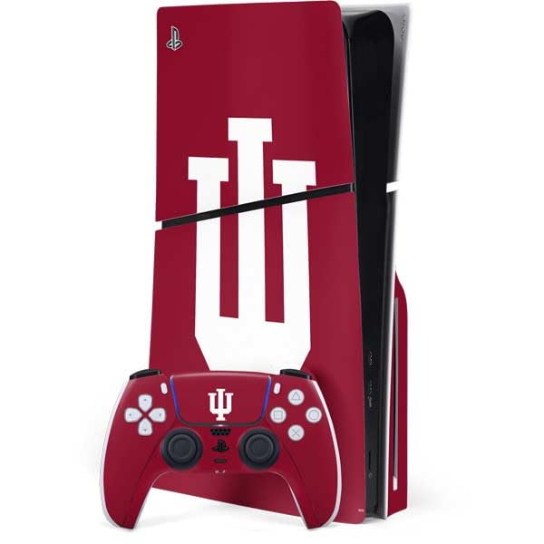 Skinit Decal Gaming Skin Compatible with PS5 Slim Disk Bundle - Officially Licensed Indiana University IU Logo Design