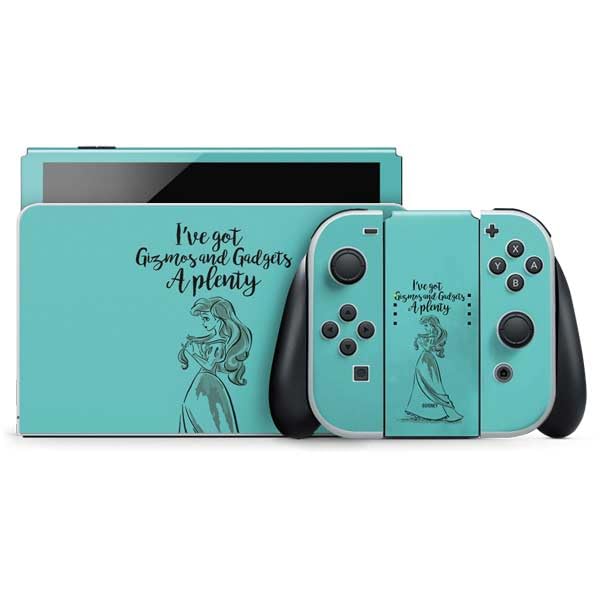 Skinit Decal Gaming Skin Compatible with Nintendo Switch OLED (2021) - Officially Licensed Disney Princess Ariel Gizmos and Gadgets Art Design