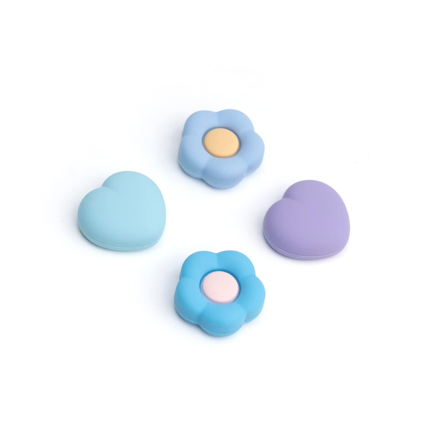 GeekShare Silicone Joy Con Thumb Grip Caps  Joystick Cover Compatible with Switch/OLED/Switch Lite 4PCS - Heart & Flower (Blue&Purple)