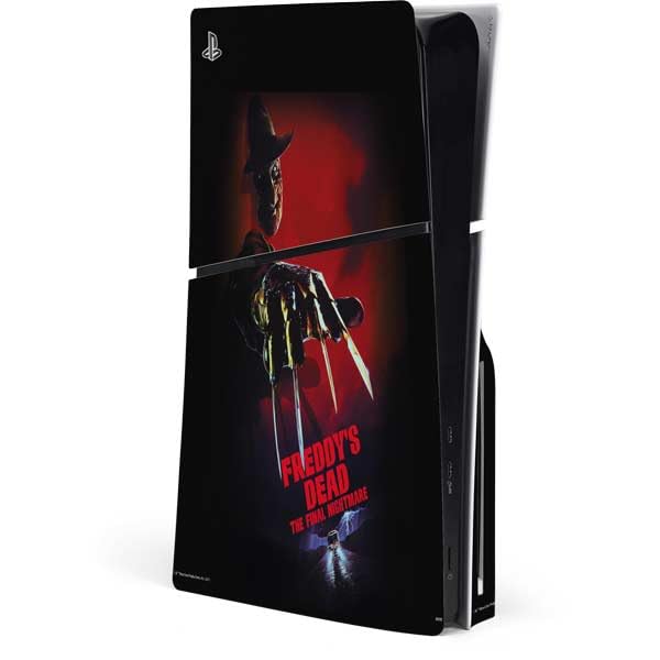 Skinit Decal Gaming Skin Compatible with PS5 Slim Disk Console - Officially Licensed Nightmare on Elm Street Freddy Krueger Design