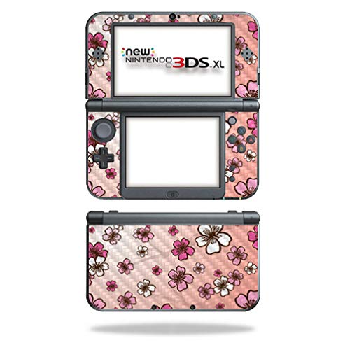 MightySkins Carbon Fiber Skin for Nintendo New 3DS XL (2015) - Cherry Blossom | Protective  Durable Textured Carbon Fiber Finish | Easy to Apply  Remove  and Change Styles | Made in The USA