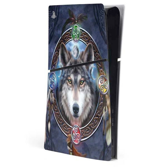 Skinit Decal Gaming Skin Compatible with PS5 Slim Digital Edition Console - Officially Licensed Wolf Symbols by Brigid Ashwood Design