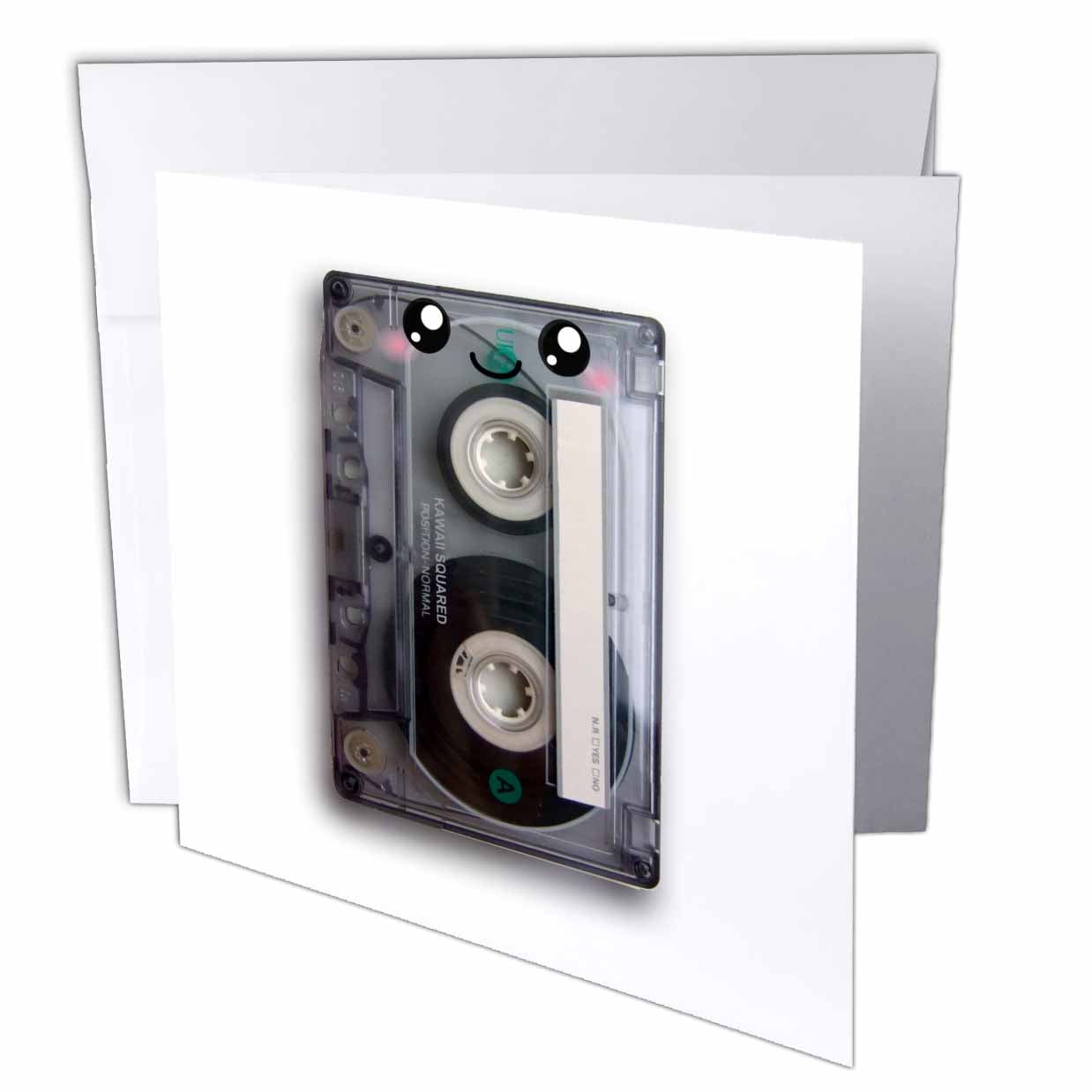 3Drose Cute Happy Cassette Tape - Retro Music 80S Eighties 90S - Kawaii Smiley Face - Smiling Sweet Cartoon - Greeting Cards, 6 