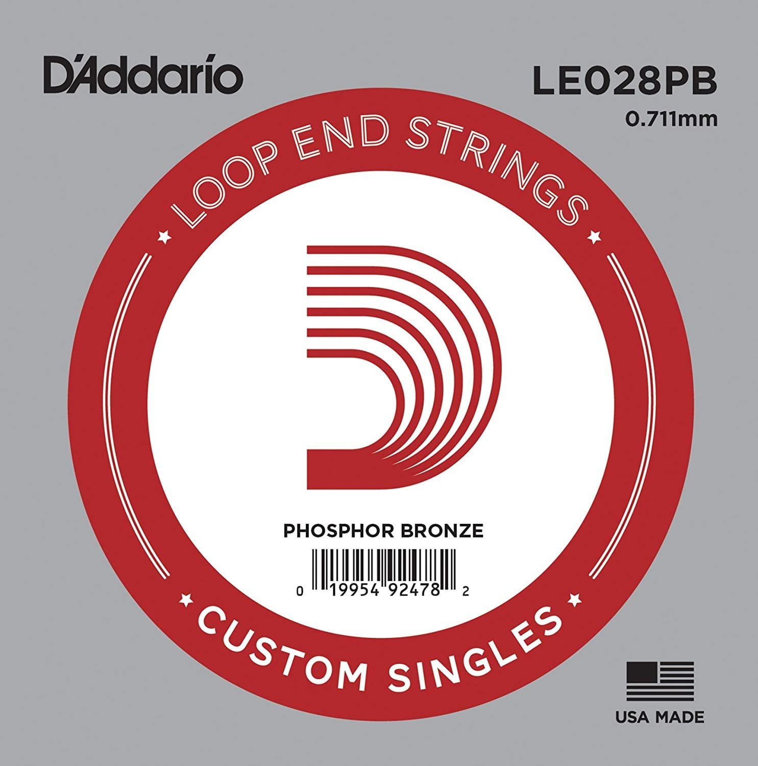 DAddario Le028Pb Phosphor Bronze Loop End Single String, .028