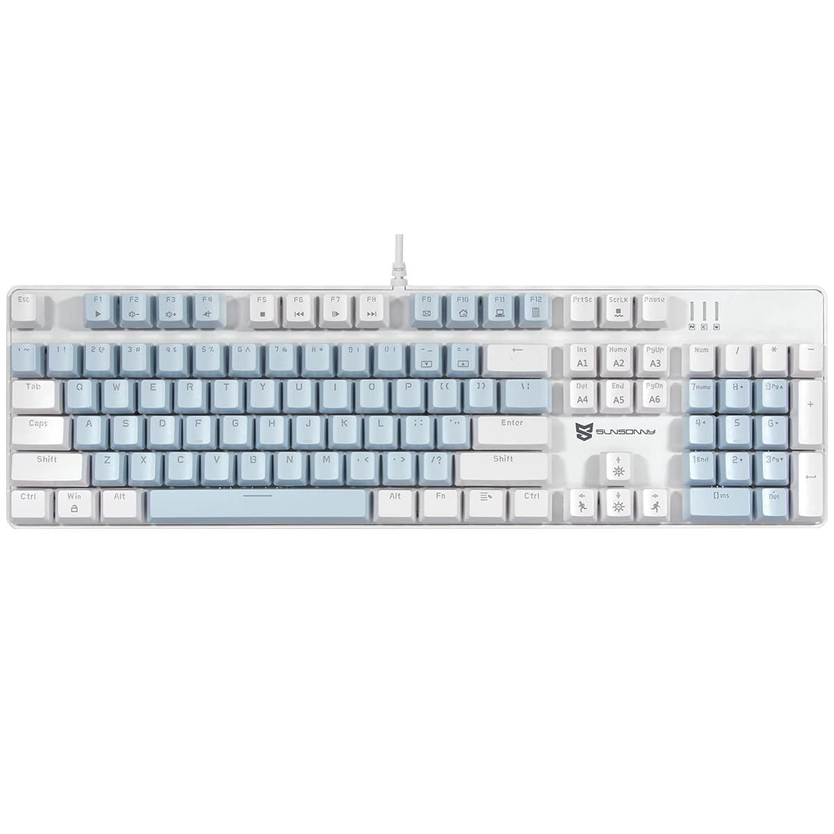 Merdia Mechanical Keyboard Gaming Keyboard | Blue Switch  Blue Color & White Backlit Keyboard | 104 Keys US Layout | Wired Gaming Keyboard | Hot Swappable Mechanical Keyboard | PC Gaming Keyboards