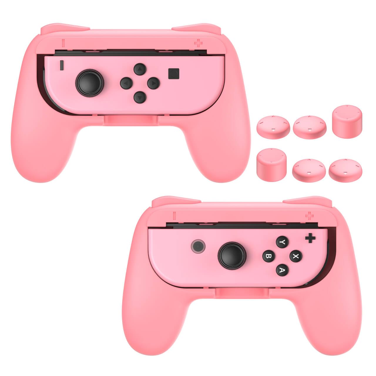 FASTSNAIL Grips Compatible with Nintendo Switch Joy-Con&Switch OLED Model  Wear-resistant Handle Kit Gamepad Replacement for Nintendo Switch Joy Cons &Switch OLED Model for Controller (Pink&Pink)