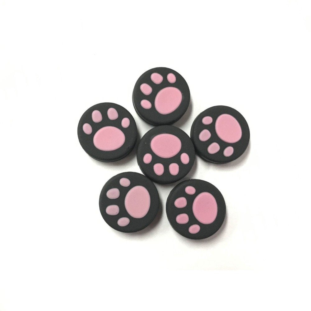 Ambertown 6 x Pink Silicone Analog Controller Thumb Stick Joystick Grips Cap for Nintendo Switch NS/Switch Lite Controller Joy-Con ThumbStick Cute Cat Paw Claw