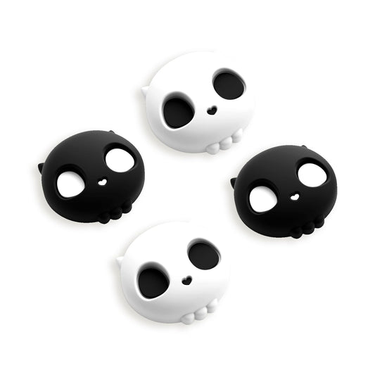 GeekShare Halloween Skull Joystick Caps Compatible with Nintendo Switch 2  Anti-Slip Silicone Thumb Grip Caps for Switch 2025  Black & White  4PCS