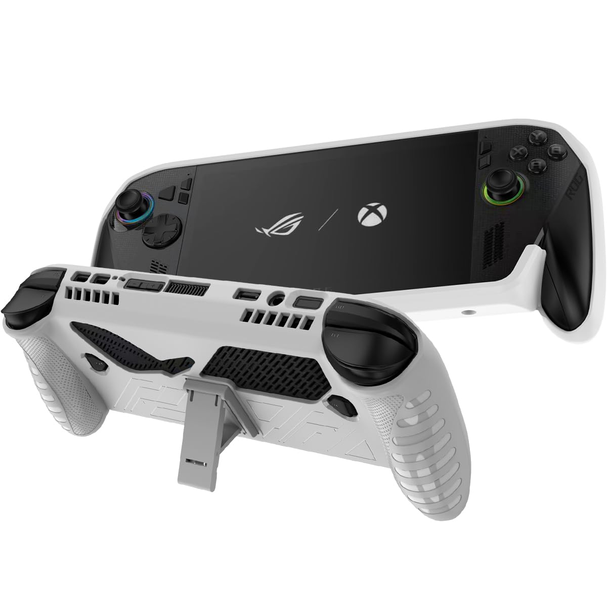 NINKI Protective Cover for ASUS ROG Xbox Ally X Case 2025 with Kickstand Silicone Shock-Absorption Lightweight Dockable Protective Grip Case for ASUS ROG Xbox Ally X Protector Bumper Accessories White