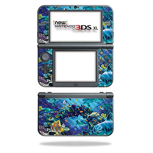 MightySkins Carbon Fiber Skin for Nintendo New 3DS XL (2015) - Ocean Friends | Protective  Durable Textured Carbon Fiber Finish | Easy to Apply  Remove  and Change Styles | Made in The USA