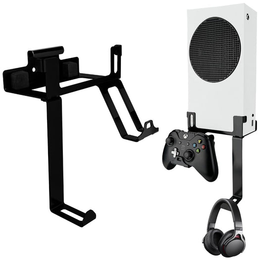 Chanvoo Xbox Series S Wall Mount  Steel Wall Mount Stand for Xbox Series S with Detachable Controller & Headphone Holder Kit (Black)