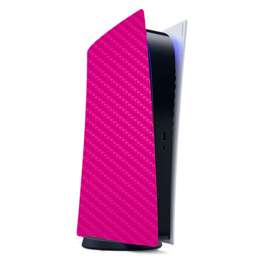 MightySkins Carbon Fiber Gaming Skin for PS5 / Playstation 5 Digital Edition - Solid Hot Pink | Durable Textured Carbon Fiber Finish | Easy to Apply | Made in The USA