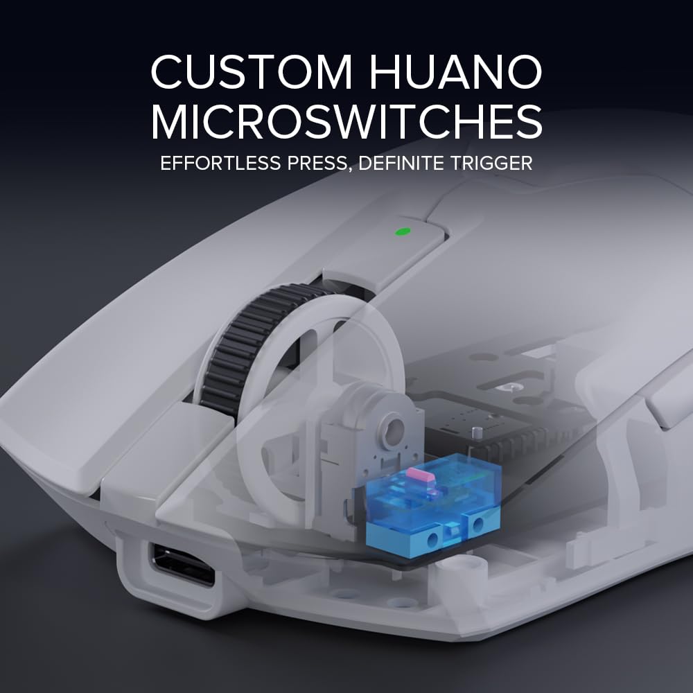 DeLUX M800 Ultra Wireless Gaming Mouse - 26000 DPI, 1000Hz, 55g Lightweight, Tri-Mode, White, 600mAh Battery