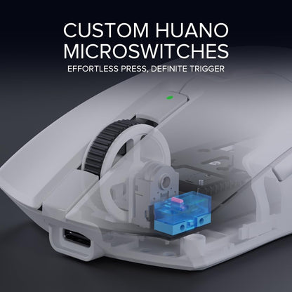 DeLUX M800 Ultra Wireless Gaming Mouse - 26000 DPI, 1000Hz, 55g Lightweight, Tri-Mode, White, 600mAh Battery