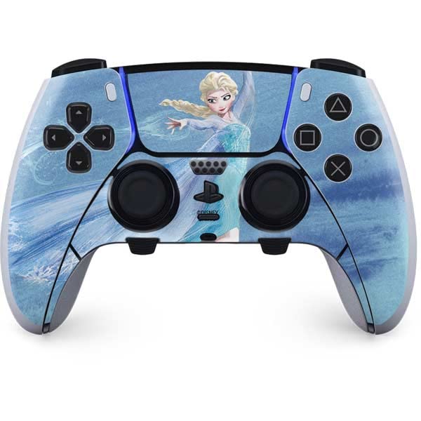 Skinit Decal Gaming Skin Compatible with PS5 DualSense Edge Pro Controller - Officially Licensed Disney Frozen Elsa ICY Powers Art Design