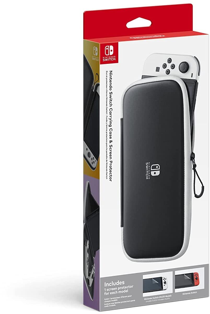Nintendo Switch Carrying Case & Screen Protector - White, Model HEGAP3SAA