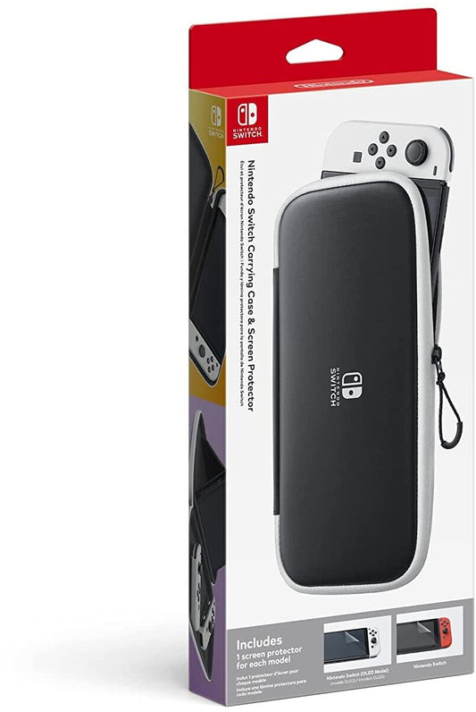 Nintendo Switch Carrying Case & Screen Protector - White, Model HEGAP3SAA