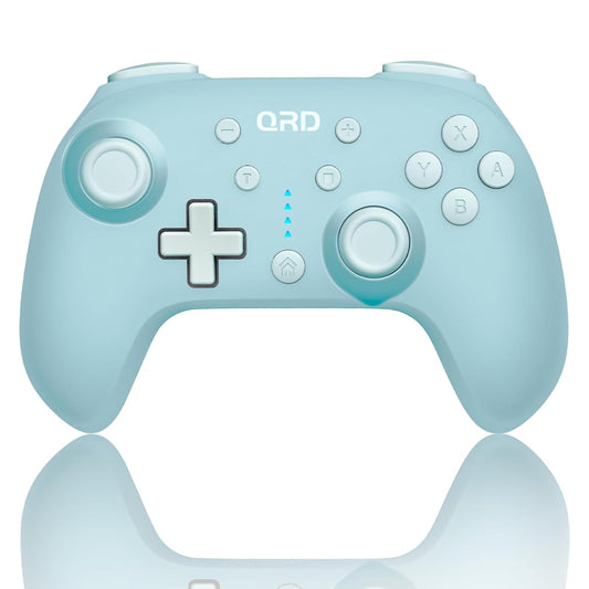 QRD Junior E5 Wireless Controller for Switch/Lite/OLED/Switch 2 Windows PC Mac iOS Andoird 6 Axis Gyro TURBO (Switch Controller Blue)