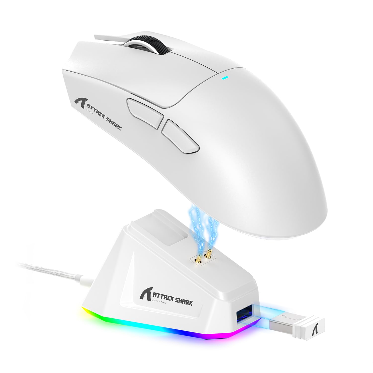 ATTACK SHARK X11 Wireless Gaming Mouse - RGB Dock, Tri-Mode, 22K DPI, 5 Buttons, White