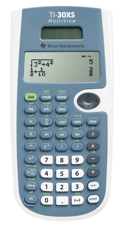 Texas Instruments TI-30XS MultiView Calculator - 4-Line Display, Solar & Battery Operated, Model 130003
