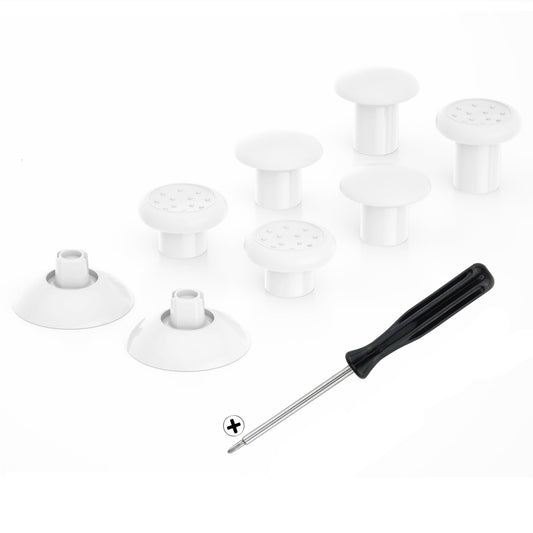 eXtremeRate White ThumbsGear Interchangeable Ergonomic Thumbsticks for Nintendo Switch Pro Controller with 3 Height Domed and Co