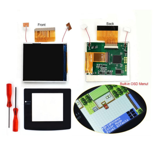 HISPEEDIDO 2.45 Highlight KIT for GBC IPS LCD Mod - Easy Installation OSD Screen, Fits Gameboy Color, No Solder Required, Black Lens
