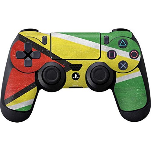 Skinit Decal Gaming Skin Compatible with PS4 Controller - Guyana Flag Distressed Design