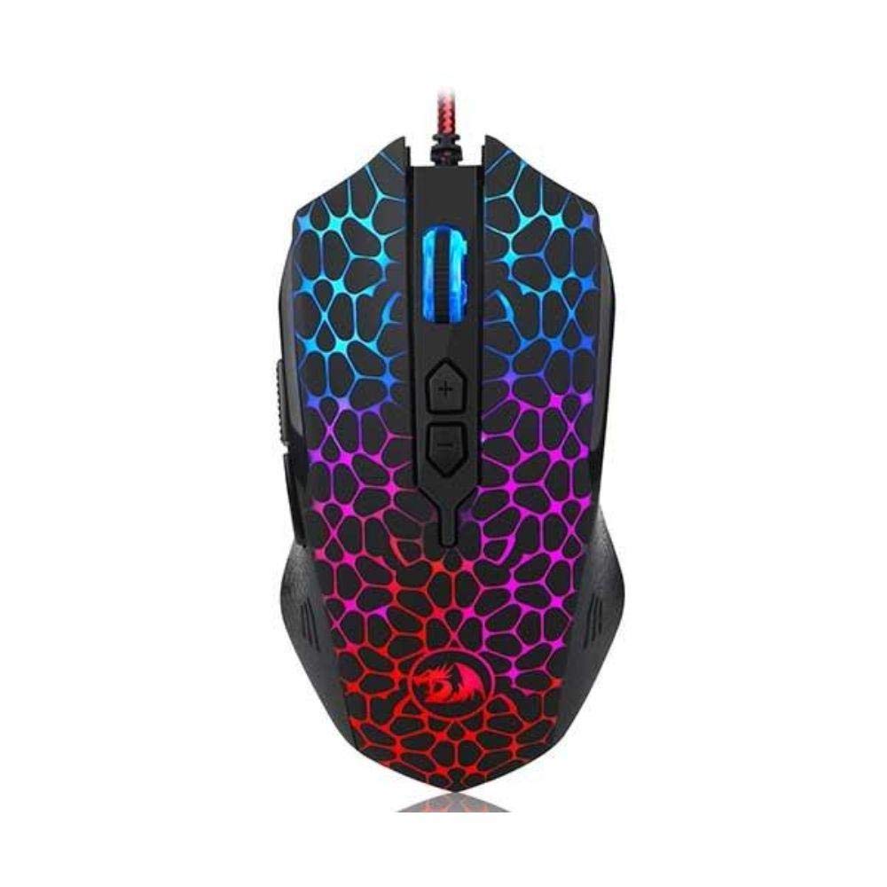 Redragon M716A Inquisitor RGB Gaming Mouse - Gold, Ergonomic Design, High Precision, Ideal for Gamers