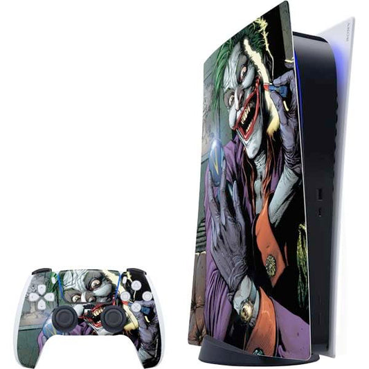 Skinit Decal Gaming Skin Compatible with PS5 Bundle - Officially Licensed DC Comics The Joker Put on a Smile Design