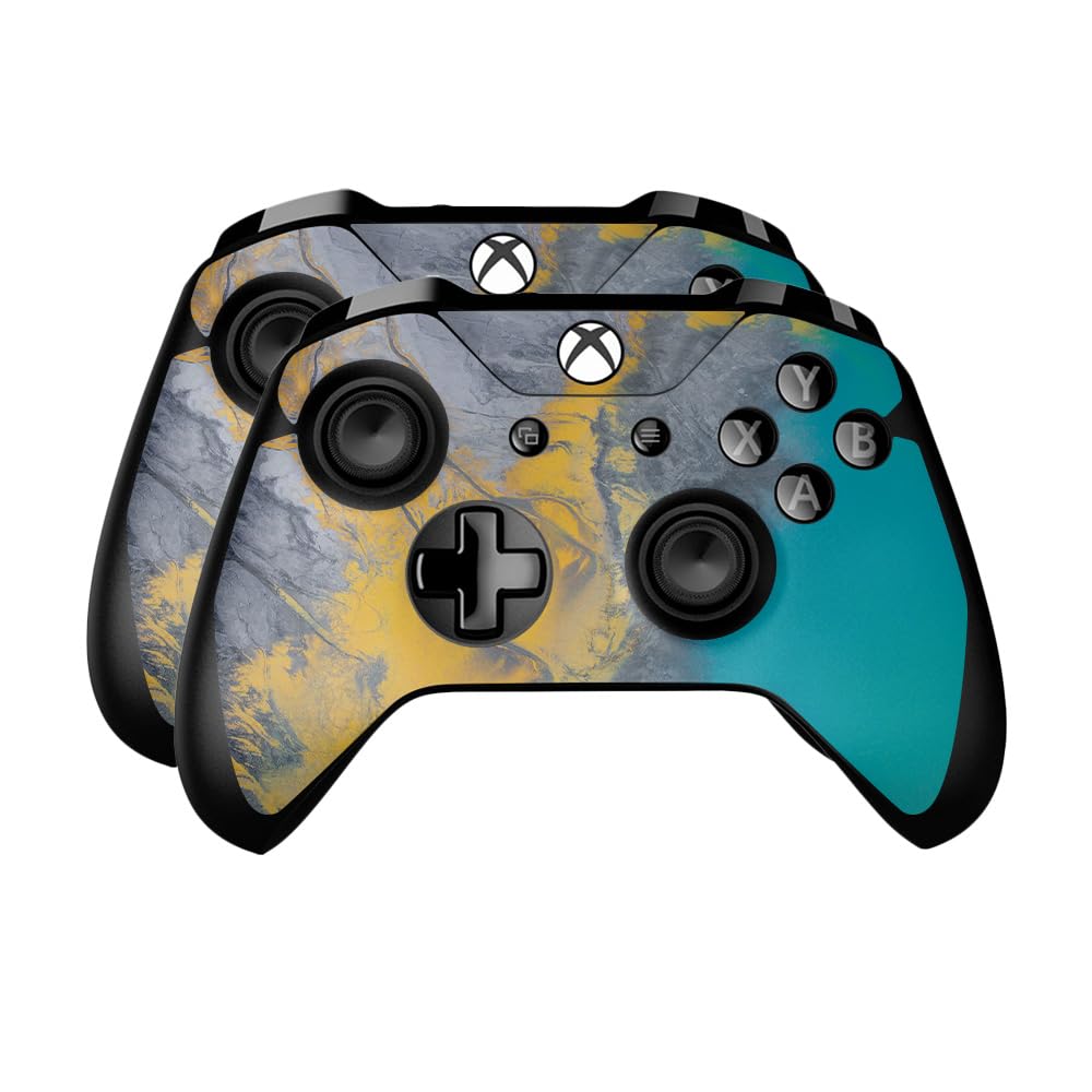 Skin Compatible with Microsoft Xbox One Controller (2 Pack) - Yellow Spill - Premium 3M Vinyl Protective Wrap Decal Cover - Easy to Apply | Crafted in The USA by MightySkins